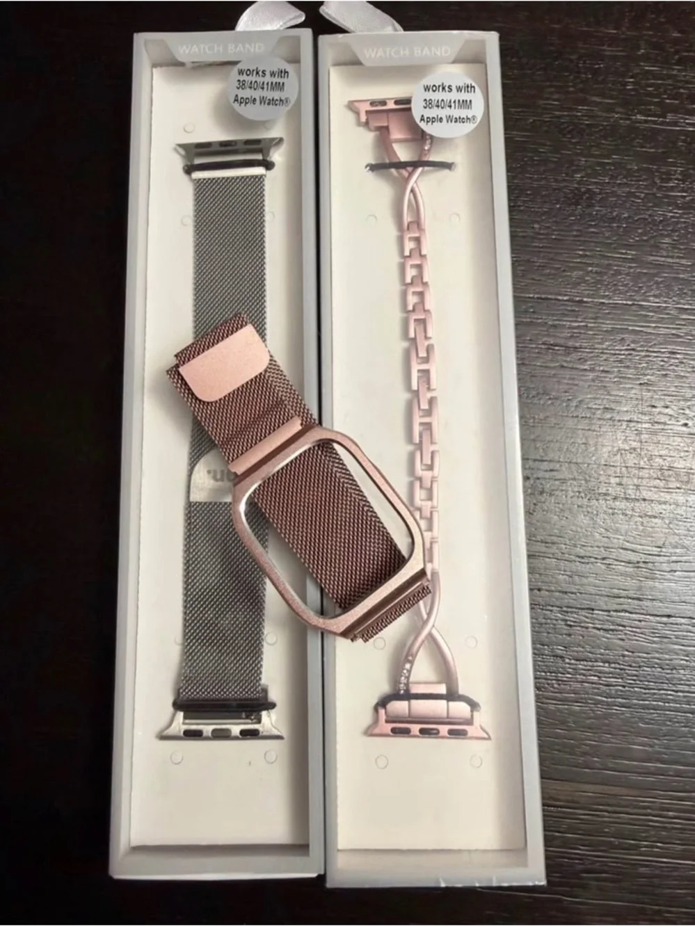 Rose Gold Metal Mesh & Link smart Watch Bands
